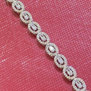 Women's Solid 925 Sterling Silver 7.5 Inch CZ Tennis Bracelet fancy /v1